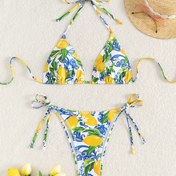 Resim Kadınlar İçin Yazlık Limon Desenli Bikini Takımı 