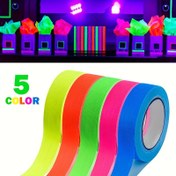 Resim UV Siyah Işık Reaktif Parlayan Bant - Çok Renkli Floresan PE (Polietilen) Yapışkanlı Bant - Sahne Performansı, Film Seti, Parti Dekorasyonu ve Güvenlik İşaretlemesi için Neon Gaffer Bant 