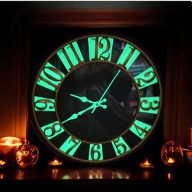 Resim Siyah Gold Yeşil Fosforlu Salon Ofis Otel Duvar Saati 40 Cm Siyah 