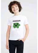 Resim Mine Craft Baskılı Unisex Çocuk Beyaz T-Shirt (534794232) 