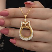 Resim Gümüş Gold Kaplama Çeyrek Altın Takılabilen Kadın Kolye 