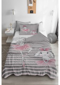 Resim Balerin Ve Tavşan Desenli Tek Kişilik Pike ( Yastık Kılıflı ) 