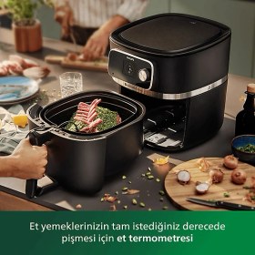 Resim Philips XXXL 8.3 Lt Wi-Fi Özellikli - 22'si 1 Arada Pişirme Işlevleri - Gıda Termometresi - Rapid Combiair ve Quickclean Teknolojisi - Otomatik Pişirme Programlı Airfryer + Lambader Hediyeli 
