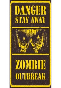 Resim dikkat zombi (10 CM X 20 CM) mini retro ahşap poster 
