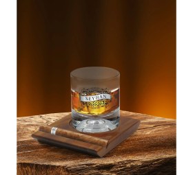 Resim Bk Gift Kişiye Özel Isimli Vip Ahşap Tabaklı Viski Bardağı ve 6’lı Doğal Granit Viski Taşı Sunum Seti - Model 16 