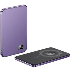 Resim Magsafe İçin 3'ü 1 Arada Güç Bankası, İnce Manyetik Kablosuz Powerbank İos Uyumlu 3 İn 1 Purple 5000mah Mor 