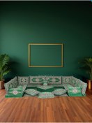 Resim BAKIRÖZÜ HOME Şark Köşesi Takımı Yahyalı Yeşil Modeli Koltuk Takımı Sünger Dahil 19 Parça 