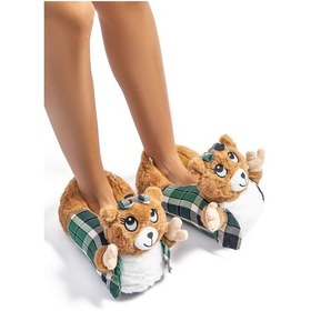 Resim Twigy Yogi Kadın,Garson Boy Hayvanlı Panduf Kahverengi 36/41 CC0626 Kahverengi 