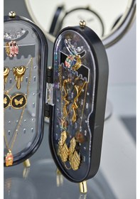 Resim Takı Aksesuar Standı Yüzük, Kolye, Küpe Katlanabilir Seyahat Organizeri - Siyah Siyah 