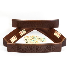 Resim Helena Wood Art Süs Oval Oyma Okey Takımı 