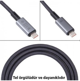 Resim Polham 1MT USB3.2 100W Thunderbolt Type-C to Type-C Şarj, Data ve 8K 60Hz Görüntü Aktarım Kablosu 