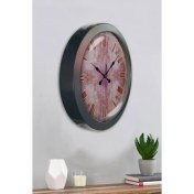 Resim Bahat Salon Ofis Duvar Saati Gri Metal Çerçeve 36 cm 