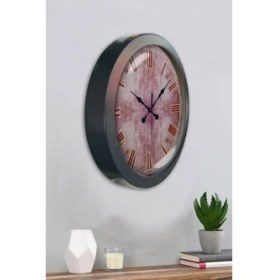 Resim Bahat Salon Ofis Duvar Saati Gri Metal Çerçeve 36 cm 