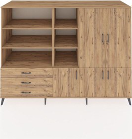 Resim Kronos Dolap 11 Raflı 3 Çekmeceli 5 Kapaklı 220x59x163 Çam-çam Çam-çam 