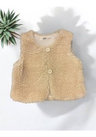 Resim Çikoby Kız Bebek Peluş Yelek-14866 Bej 