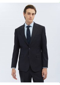 Resim Kip Siyah Desenli Modern Fit Yün Karışımlı Takım Elbise 6 Drop Siyah 