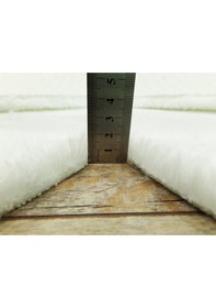 Resim Balat Halı Dekoratif Beyaz Peluş Yolluk Floki Dalga Desenli Halı 