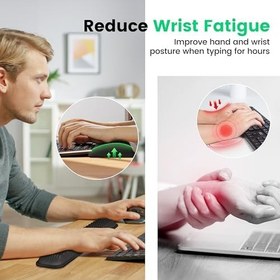Resim MEKASS Klavye ve Fare için Ergonomik Bilek Desteği, Kaymaz Silikon Tabanlı Yumuşak Hafızalı Köpük Klavye Bilek Dinlenme Seti, Kolay Yazma, Ağrı Kesici, Ofis, İş, Oyun Konforu (Eşsiz) 