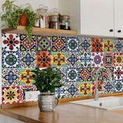 Resim 22 parça 10.16x10.16 cm Kendinden Yapışkanlı Mat Yüzeyli Seramik Karo Çıkartmaları, Çiçek Temalı Mutfak Arka Zemin, Banyo ve Şömine Dekorasyonu İçin Soyulabilir ve Yapıştırılabilir, Çok Yüzeyli Kurulum, Tek Kullanımlık 