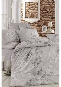 Resim Çift Kişilik Nevresim Takımı Pamuklu Gümüş Çiçek Çok Renkli 