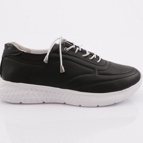 Resim Dgn 2023 Kadin Lastik Bağcikli Comfort Ayakkabi 2023-2135-R12593 Beyaz - Siyah 