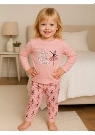 Resim Kız Çocuk Pamuklu Balerin Baskılı Pijama-16018 Pembe 