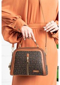 Resim Just Polo Kadın Çok Bölmeli Ayarlanabilir Askılı Lüks El Ve Omuz Çantası Shoulder Bag Kahverengi Taba 