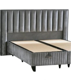 Resim Hades Başlık 140 cm Çift Kişilik Yatak Başlığı - Koyu Gri Babyface Kumaşlı Lüks Baza Başlığı 