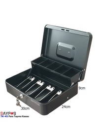 Resim Saypos 4 Banknot 5 Bozuk Para Gözlü Taşıma Kulplu Metal Para Kasası 