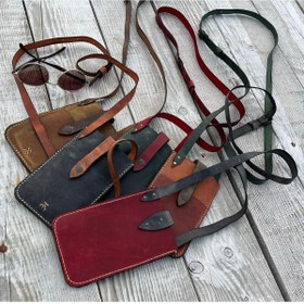 Resim Tuvita Collection Bodrum %100 Deri El Yapımı Kadın Erkek Unisex Siyah Taba Telefonluk Telefon Postacı Kol Çantası 