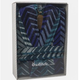 Resim Özdilek Hawai Eclectic Kadife Şal Yaka Bornoz S/m Beden 334195 Mavi 