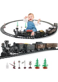 Resim Mj Toys Işıklı Ve Sesli Classic Buharlı Tren Set 30 Parça Hediyelik Oyuncak Lokomotif Seti Klasik Tren Seti 