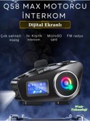 Resim Wair Teknoloji Q58 Max Dijital Ekranlı Kablosuz Motosiklet Kaskı İnterkom Çift Sürücü İletişimi 500m Stereo Mp3/FM 