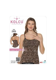 Resim Kolcu Kadın İnce Leopar Desenli Likralı İnce İp Askılı Premium Atlet İnce Desenli Leopar 