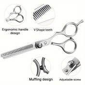 Resim Saç İnceltme & Dokuluş İçin Profesyonel Berber Makası - Ergonomik V-Şekilli Tasarım, Ayarlanabilir Vidalar, Salon & Ev Kullanımı İçin Hipoalerjenik Paslanmaz Çelik, Profesyonel Saç Araçları | Ergonomik Makaslar | Dayanıklı Yapı, Berber Aksesuarları 