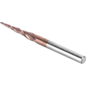 Resim Yaozixa Tungsten Carbide Tapered Ball Nose End Mill, 2 Flute, Antique Brass Coated, R0.5x20.5xd4x50mm - For Cutting, Milling, Grooving 