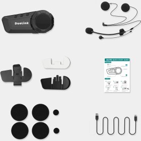 Resim DuoLink X06 Pro İnterkom Bluetooth 6 Kişi Grup Motosiklet Kulaklık Müzik Paylaşımı Kask Intercom Sesli Yanıt 