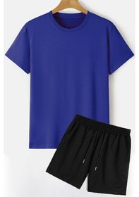 Resim Uyguntarz Unisex Şort T-shirt Eşofman Takımı Mavi 
