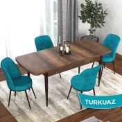 Resim Canisa Concept Kor Serisi Barok Ahşap Desen 70X114 Açılabilir Mutfak Masa Takımı, 4 Adet Sandalye 