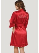 Resim Nbb Kadın Kırmızı Bride Saten Sabahlık 001 