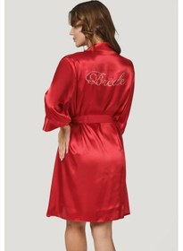 Resim Nbb Kadın Kırmızı Bride Saten Sabahlık 001 