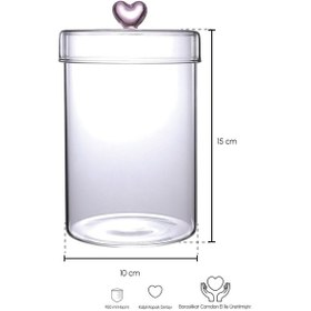 Resim Hearts 950 Ml Borosilikat Cam Kavanoz 10x15 Cm Seffaf Şeffaf 