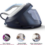 Resim Philips Ultra Güçlü Performanslı Perfectcare 8000 Serisi Buhar Kazanlı Ütü, 600GR/DK Buhar - Özel Tabanlı + Lambader 