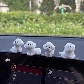 Resim 4 Adet Sevimli Mini Köpek Gösterge Paneli Süsü, Araç İçi Ekran Aksesuarları 