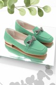 Resim Bambi Mat Yesil Saten Kadın Loafer Ayakkabi K01641166438 