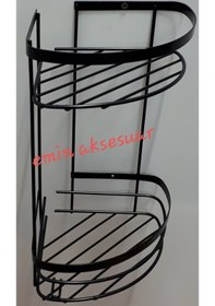 Resim 304 Paslanmaz 2Li Köşe Şampuanlık-Süngerlik Mat Siyah 