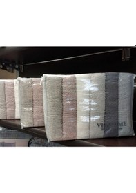 Resim Via Home 6lı El Havlusu Seti, Delta Ağır Jakarlı Çantalı 50x90 Çok Renkli 