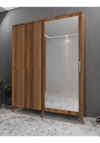 Resim İmaj Sürgülü Portmanto Vestiyer Ceviz - Montaj Dahil 160 Cm 