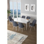 Resim Canisa Concept Canisa Zen Serisi Mdf Açılabilir Beyaz Mutfak Masası Takımı+6 Füme Sandalye 