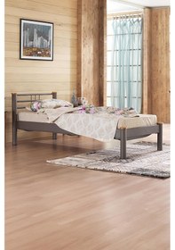 Resim Kappis-s Tek Kişilik Ferforje Metal Karyola-kahverengi Ahşap Latalı 